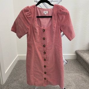 NEW LPA Corduroy Button Up Mini Dress Pink